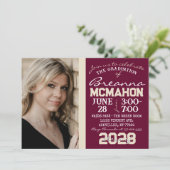 Bourgogne & Cream Tan Afstuderen Fotouitnodiging Kaart (Staand voorkant)