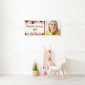 Bourgogne Cream Waterverf Bloemen 60e Verjaardag Spandoek (Insitu)