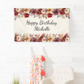 Bourgogne Cream Waterverf Floral Happy Birthday Spandoek (Insitu)