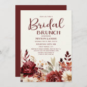 Bourgogne Crème Bloemen Bruids Brunch Kaart (Voorkant / Achterkant)