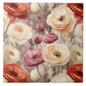 Bourgogne Crème Bloemen Tegeltje (Voorkant)