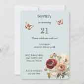 Bourgogne Crème Bloemen Verjaardag Kaart (Voorkant)