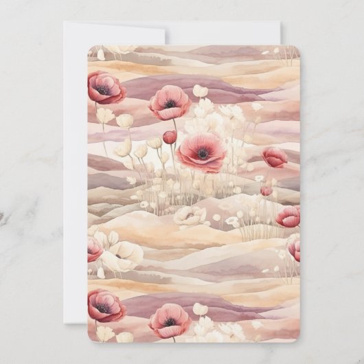 Bourgogne Crème Blush Bloemen Huwelijk Kaart (Achterkant)