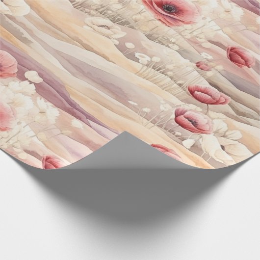 Bourgogne Crème Blush Bloemrijke Bruiloftsshower Cadeaupapier (Hoek)