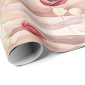 Bourgogne Crème Blush Bloemrijke Bruiloftsshower Cadeaupapier (Rol Hoek)