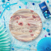 Bourgogne Crème Blush Floral Vrijgezellenfeest Papieren Bordje (Feest)