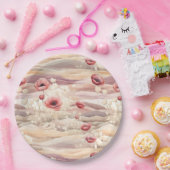 Bourgogne Crème Blush Floral Vrijgezellenfeest Papieren Bordje (Feest)