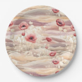 Bourgogne Crème Blush Floral Vrijgezellenfeest Papieren Bordje (Voorkant)