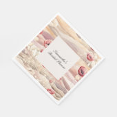 Bourgogne Crème Blush Floral Vrijgezellenfeest Servet (Hoek)