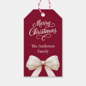 Bourgogne crème boog Kerstmis Cadeaulabel (Voorkant)