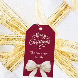 Bourgogne crème boog Kerstmis Cadeaulabel