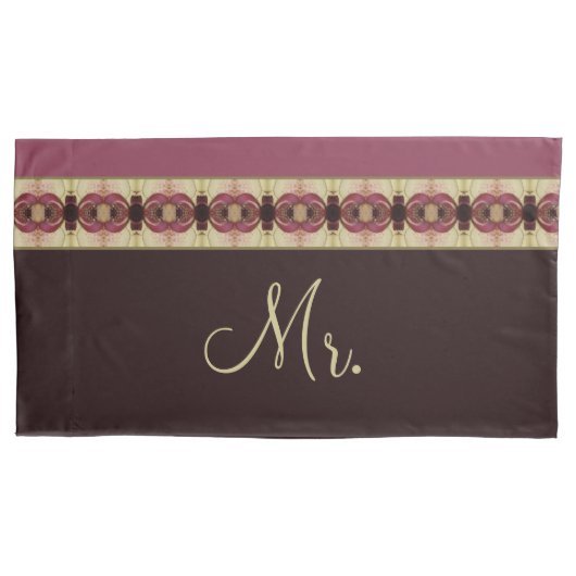 Bourgogne crème en donkerbruin kussensloop (Voorkant-Links)