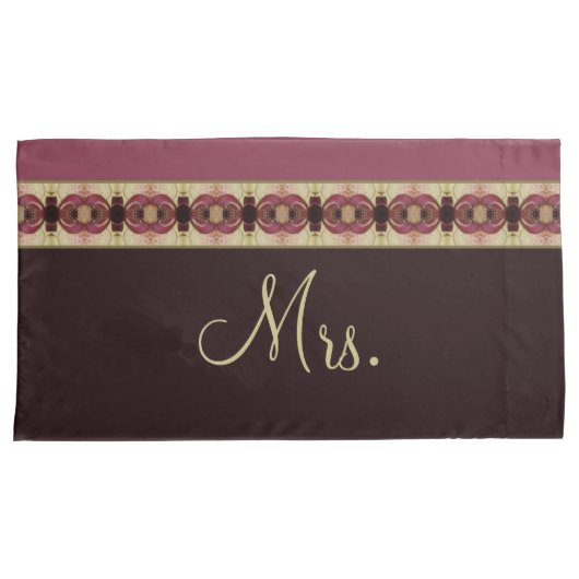 Bourgogne crème en donkerbruin kussensloop (Voorkant-Rechts)