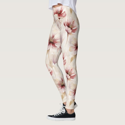 Bourgogne Crème Floral Leggings (Links)