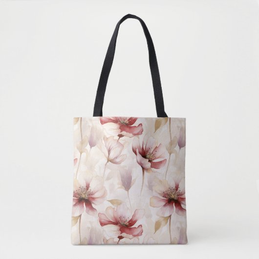 Bourgogne Crème Floral Tote Bag (Voorkant)
