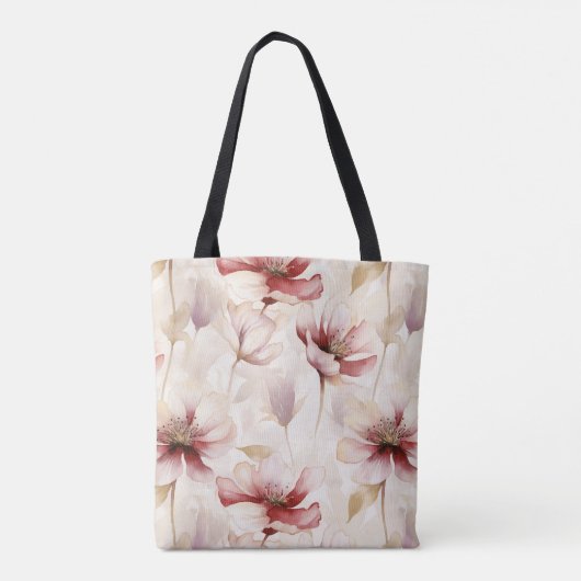 Bourgogne Crème Floral Tote Bag (Achterkant)