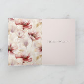 Bourgogne Crème Lavendel Bloemen Liefde Kaart (Binnen)