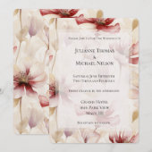 Bourgogne Crème Lavendel Bloemen Romantische bruil Kaart (Voorkant / Achterkant)