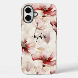 Bourgogne Crème Lavendel Floral iPhone 16 Plus Hoesje