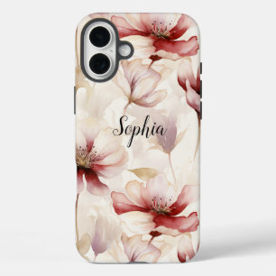 Bourgogne Crème Lavendel Floral iPhone 16 Plus Hoesje
