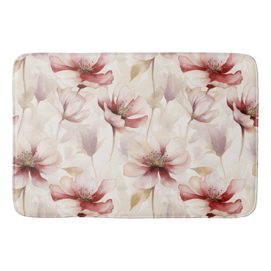 Bourgogne Crème Lavendel Floral Vrijgezellenfeest Badmat (Voorkant)