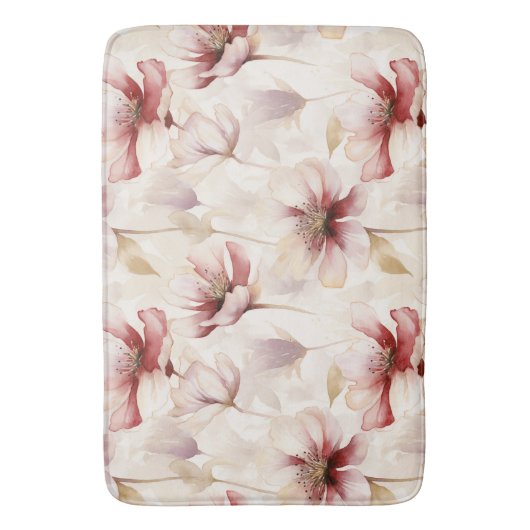 Bourgogne Crème Lavendel Floral Vrijgezellenfeest Badmat (Voorkant Verticaal)