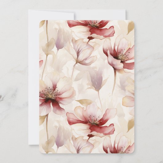 Bourgogne Crème Lavendel Romantische Bloemen Verja Kaart (Achterkant)