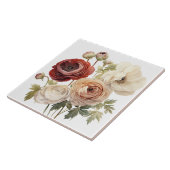 Bourgogne Crème Ranunculus Bloemen Tegeltje (Zijkant)