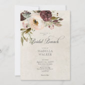 Bourgogne Crème Roze  Pioenrozen Bridal Brunch Kaart (Voorkant)