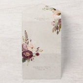 Bourgogne Crème & Roze  Pioenrozen Geen Diner All In One Uitnodiging (Buitenkant)