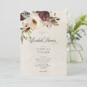 Bourgogne Crème Roze  Pioenrozen Vrijgezellenfeest Kaart (Staand voorkant)