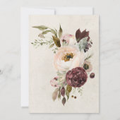 Bourgogne Crème Roze  Pioenrozen Vrijgezellenfeest Kaart (Achterkant)