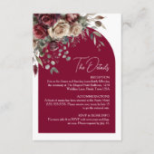 Bourgogne Crème Rozen Elegant Arch Wedding Details Informatiekaartje (Voorkant)