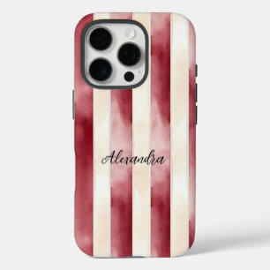 Bourgogne Crème Stripes iPhone 16 Pro Hoesje