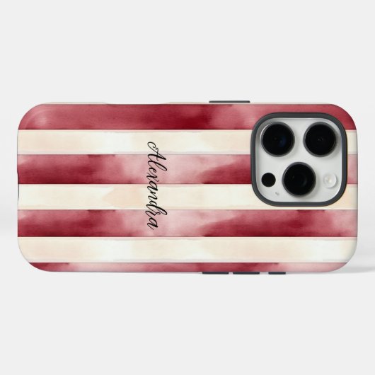 Bourgogne Crème Stripes Case-Mate iPhone Case (Achterkant (horizontaal))