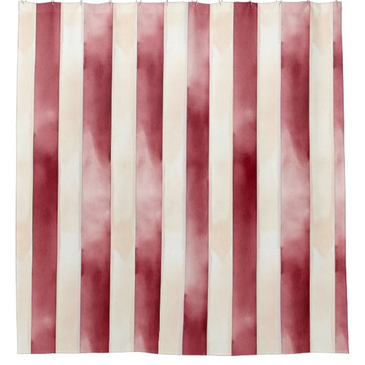 Bourgogne Crème Stripes Douchegordijn (Voorkant)