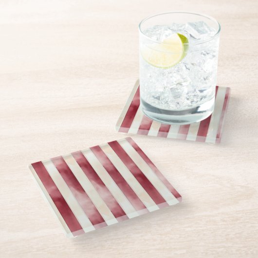 Bourgogne Crème Stripes Glazen Onderzetter (Schuin)