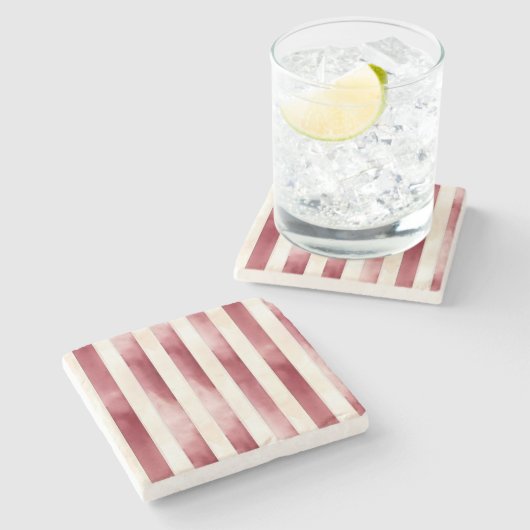 Bourgogne Crème Stripes Stenen Onderzetter (Zijkant)