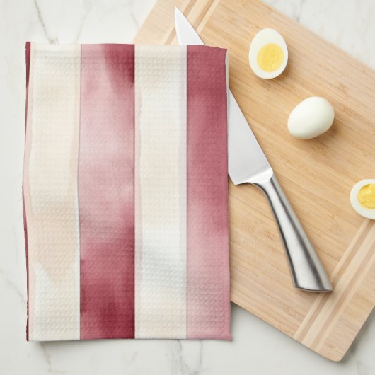 Bourgogne Crème Stripes Theedoek (Quarter Fold)