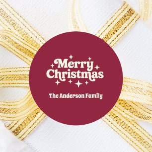 Bourgogne crème Vrolijk kerstcadeau Ronde Sticker