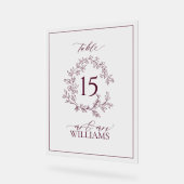 Bourgogne Crest Monogram Trouwtafel Nummer Acryl Bord (Hoek)
