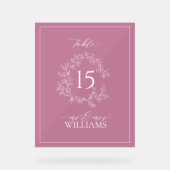 Bourgogne Crest Monogram Trouwtafel Nummer Acryl Bord (Voorkant)
