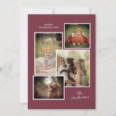 Bourgogne Custom Family Photo Collage Thanksgiving Feestdagenkaart (Voorkant)