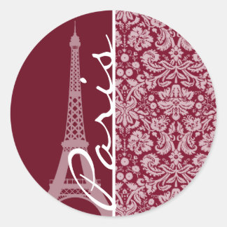 Bourgogne damast patroon; Parijs Ronde Sticker