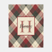 Bourgogne, Dark Grey en Tan Play gepersonaliseerd Fleece Deken (Voorkant)