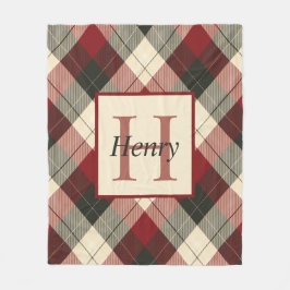 Bourgogne, Dark Grey en Tan Play gepersonaliseerd Fleece Deken