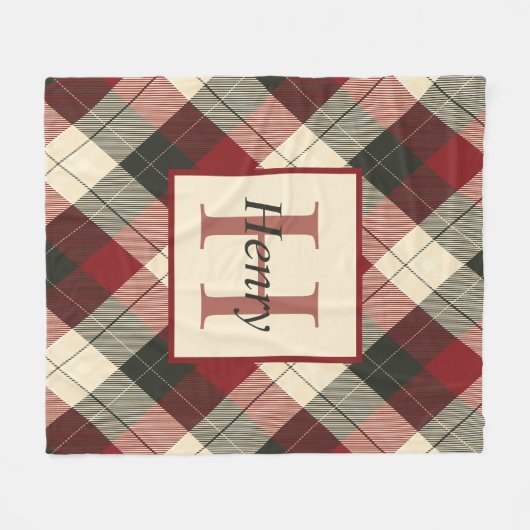 Bourgogne, Dark Grey en Tan Play gepersonaliseerd Fleece Deken (Voorkant (Horizontaal))