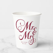 Bourgogne de heer en mevrouw modern rustic geperso papieren bekers (Achterkant)