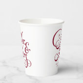 Bourgogne de heer en mevrouw modern rustic geperso papieren bekers (Links)