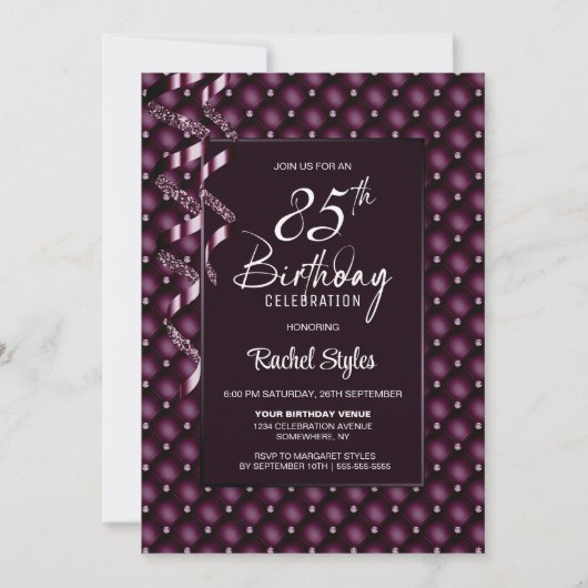 Bourgogne Diamond Pattern 85e Verjaardagsfeestje Kaart (Voorkant)